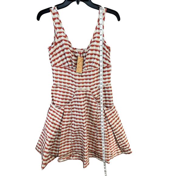Zac Posen Z Spoke Mini Dress Size 4 Orange Taupe Geometric Stripe Fit Flare RARE - Picture 12 of 16
